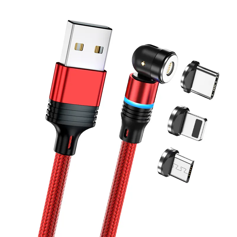 540 degree free rotation fast charge 3 in 1 magnetic usb charging cable mobile phone accessories usb c charge cable for type c