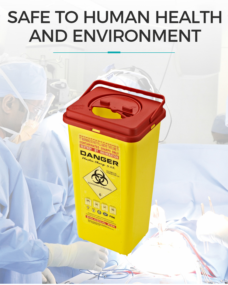 Hospital 5L Sharps Container Disposable Sharp Box Medical Waste Container