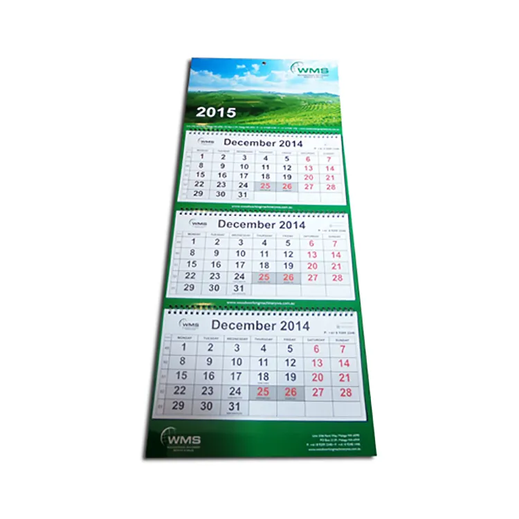 Newest custom hot sale 3 months/fold wall calendar