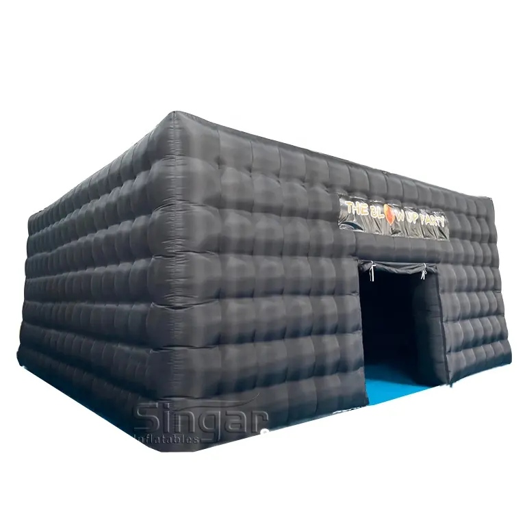 Party black inflatable nightclub cube marquee tent night club party tent with lights for outdoor events