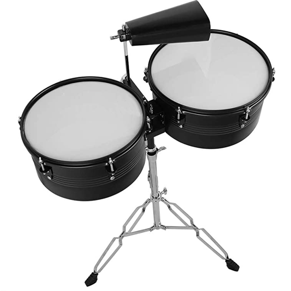 Timbal drum set 14" 15" with black color latin percussion with cow bell