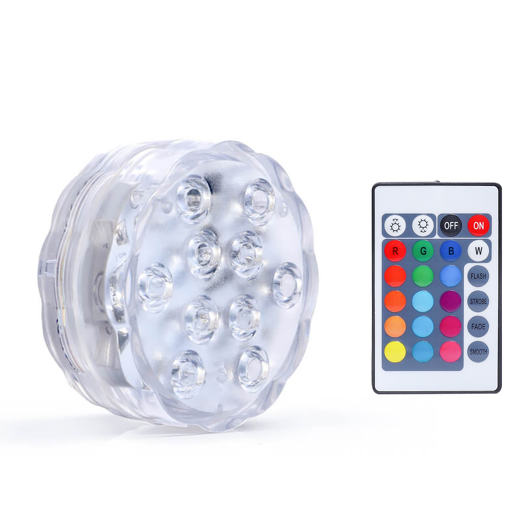 Factory 10-LED Submersible LED Lights with IR Remote Control Battery Operated Swiming Pool Led Ip68 Waterproof Lights
