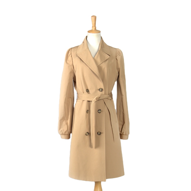 MH-559 Puff Sleeve Women Trench Coat Double Breasted Wholesale Customs Design