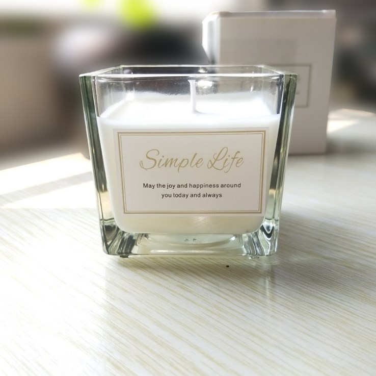 Decoration empty clear square shape glass candle jars for candles