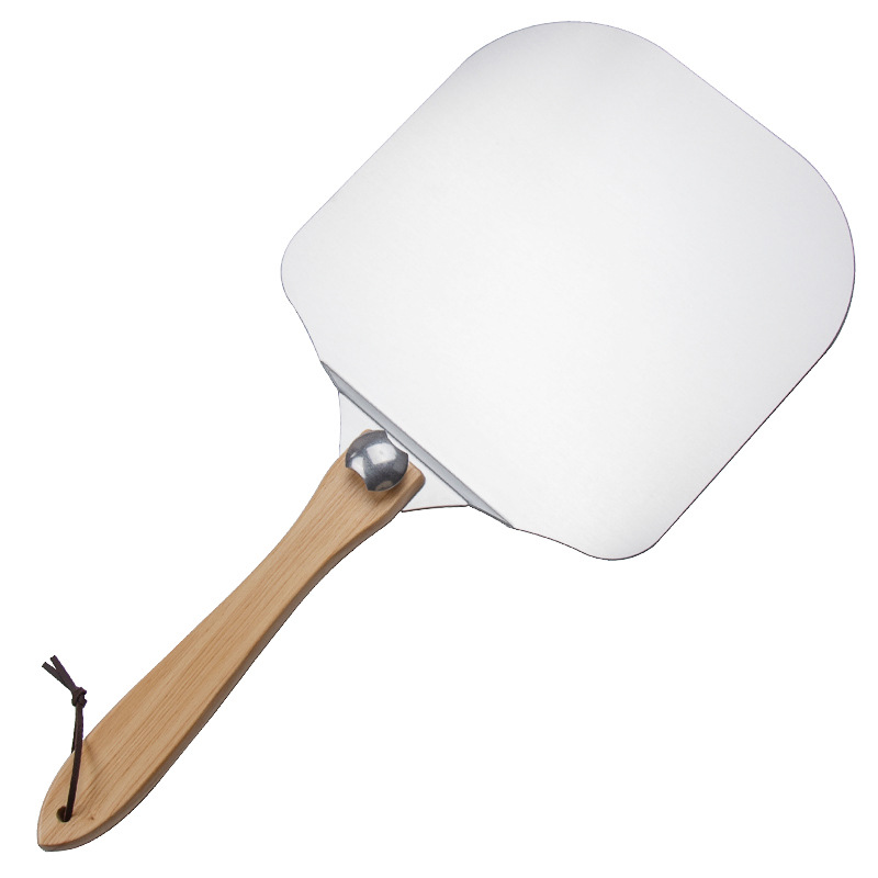 pizza peel non stick metal aluminum Pizzapizza turning peel wooden handle Bread Baking tools with cutter pizza peel 12*14
