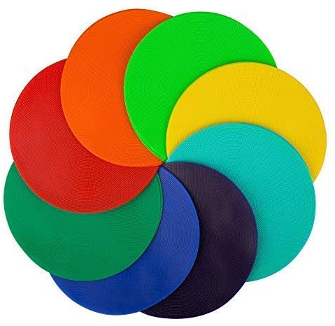 Multi-Colored Vinyl Spot Indicators for PE Poly Spot Markers Large Non-Skid Floor Poly Spots with Carrying Bag