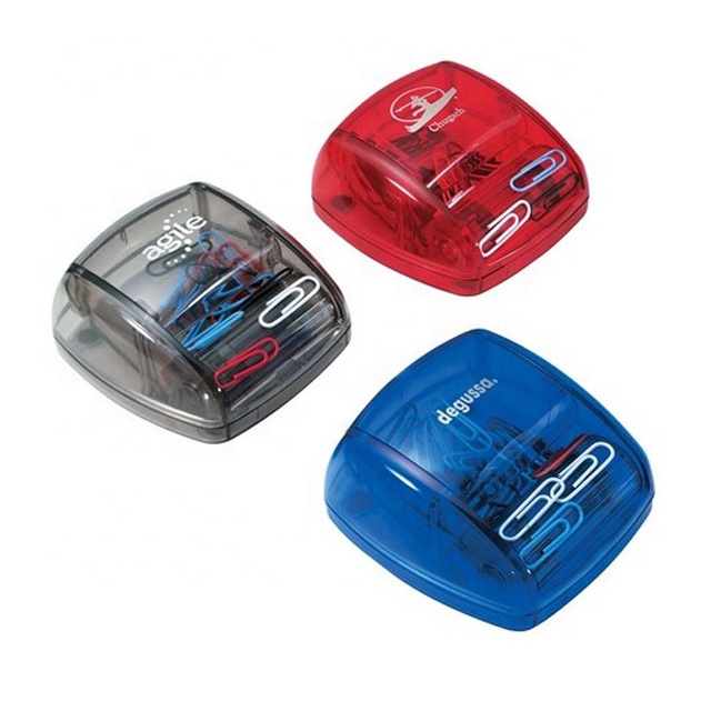plastic rolling paper clip holder with rotating magnet