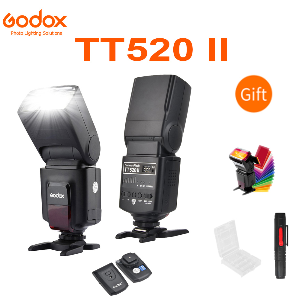 Вспышка для камеры Godox Thinklite TT520II со встроенным беспроводным сигналом 433 МГц для цифровых зеркальных камер Canon Nikon Pentax Sony Fuji Olympus