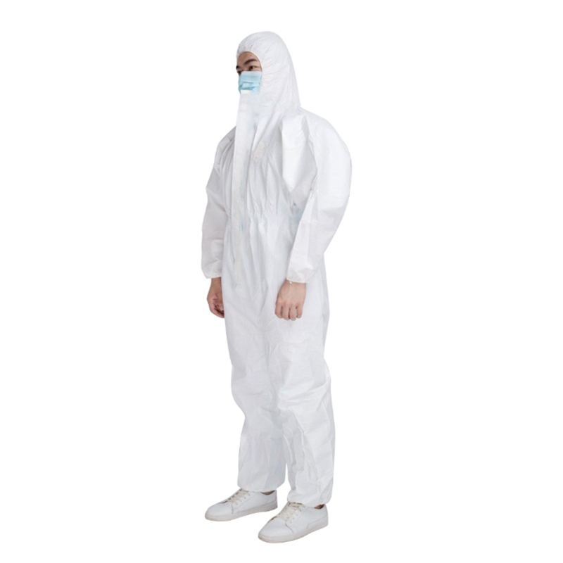 PPE CATEGORY III Chemical Protective Safety Clothing Working Uniform Dust Proof Antistatic Hood White Coverall Gown