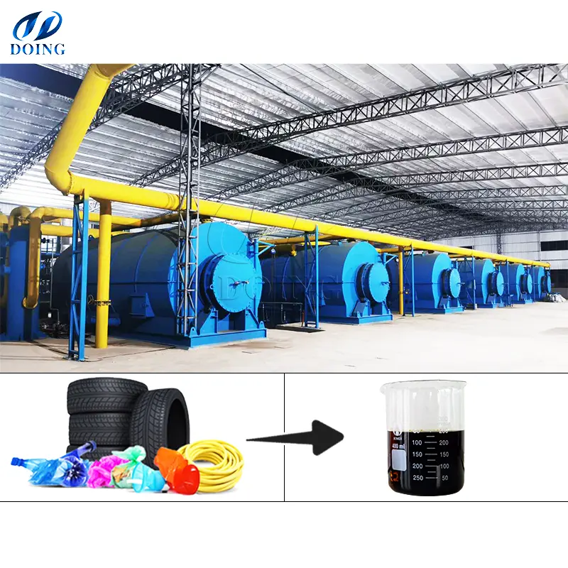 ZERO Pollution 500KG-20+TPD Small Big continuous Waste rubber tire plastic to fuel oil Pyrolysis plant