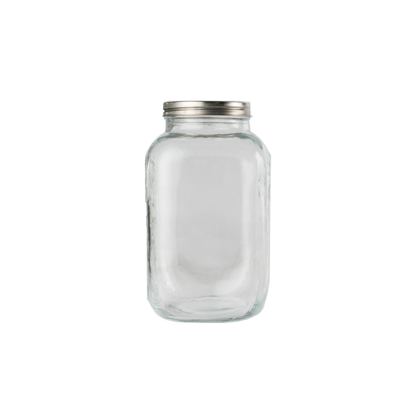 wholesale food grade clear glass beverage dispenser glass mason jar with metal lid