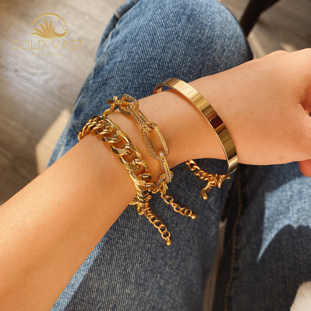 trendy stainless steel gold plated bracelets & bangles bracelets sets alloy charm bracelet in zinc alloy jewelry bijou bijoux or