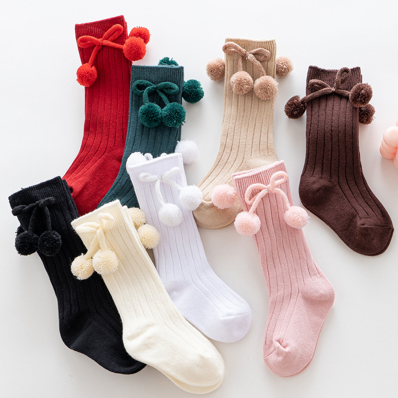 2021 Kids Socks Toddlers Girls Bow Knee High Long Soft Cotton Baby Kniekousen Solid Color Leg Warmer Socks