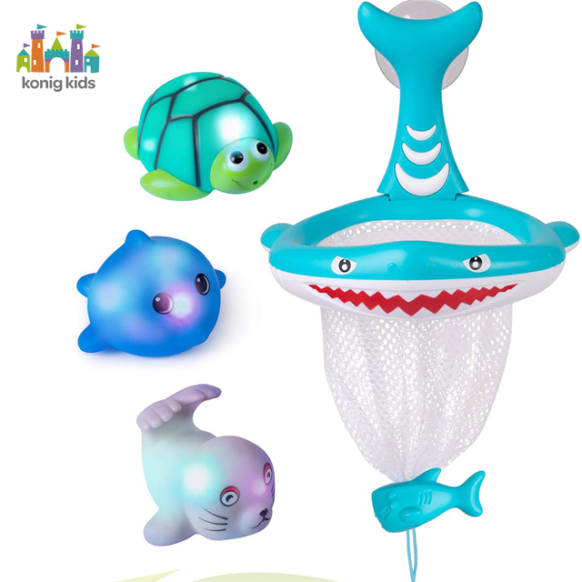 Konig Kids Popular Bath Toy Animal Fun Baby Toddlers Boys & Girls Shark Grabber With 4 Toy Fish Bath Toy