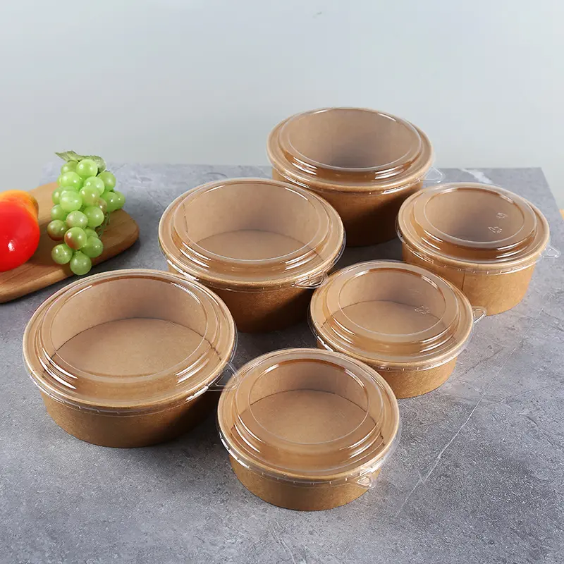 Disposable 1100ml Paper Bowl Ice Cream Paper Cup Eco Friendly Food Grade Leakproofdessert Yogurt Kraft Paper Salad Bowl