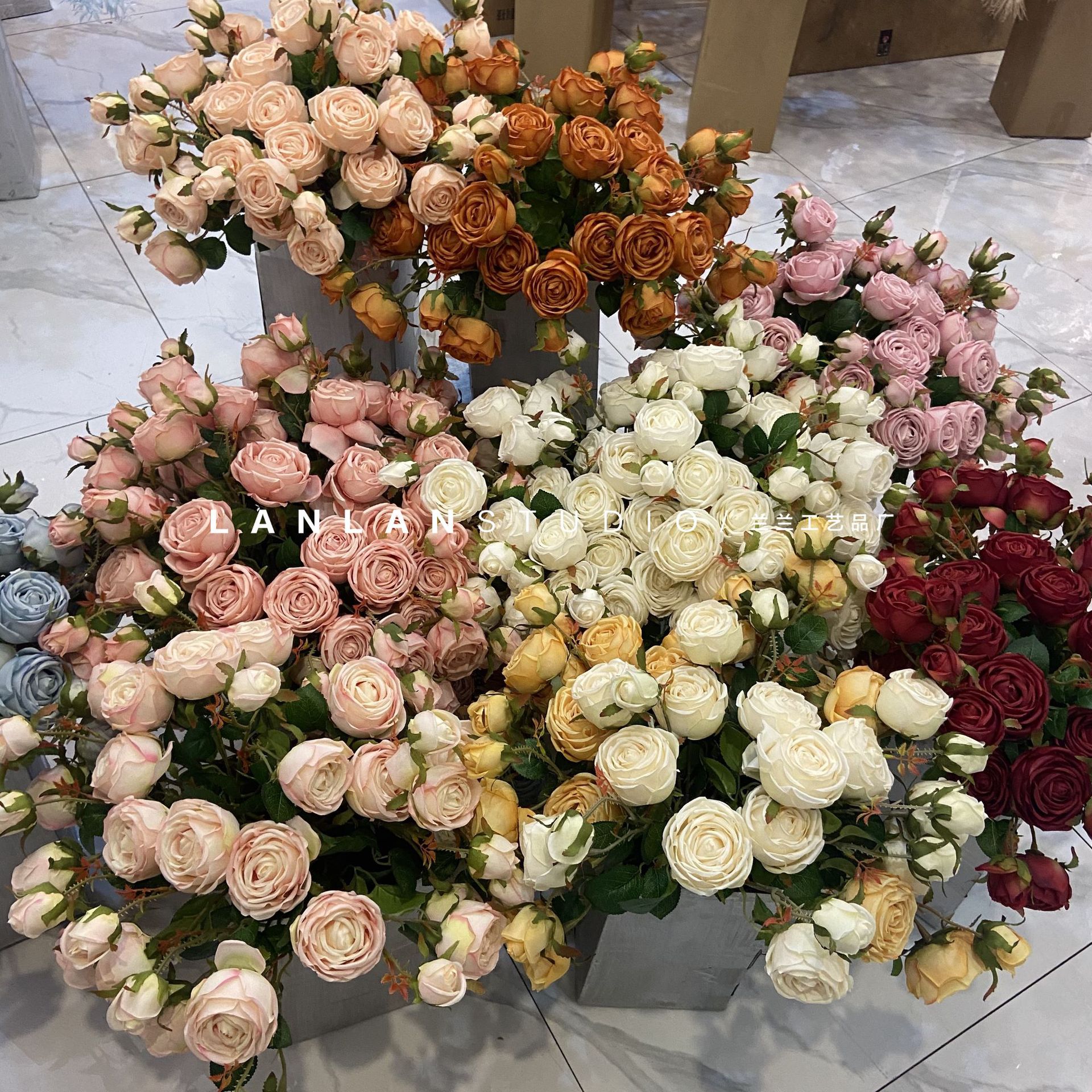 High Quality simulated artificial 3 head Imperial Concubine Rose Wedding Graduation Halloween Home Living Room Wall Decoration