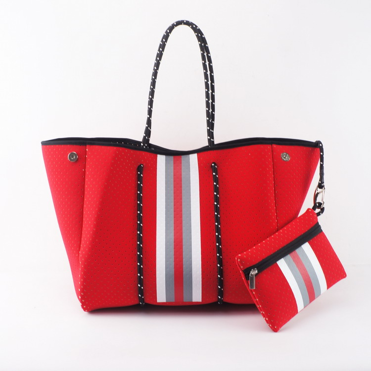 Neoprene Multipurpose Beach Bag America shopper tote bag with Inner Zipper Pocket and Movable Board