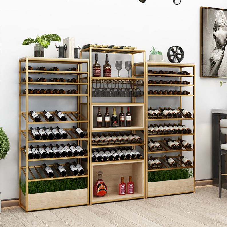 Wrought iron modern minimalist wine rack restaurant wine wall hanging lattice rack living room wine custom display cabinet