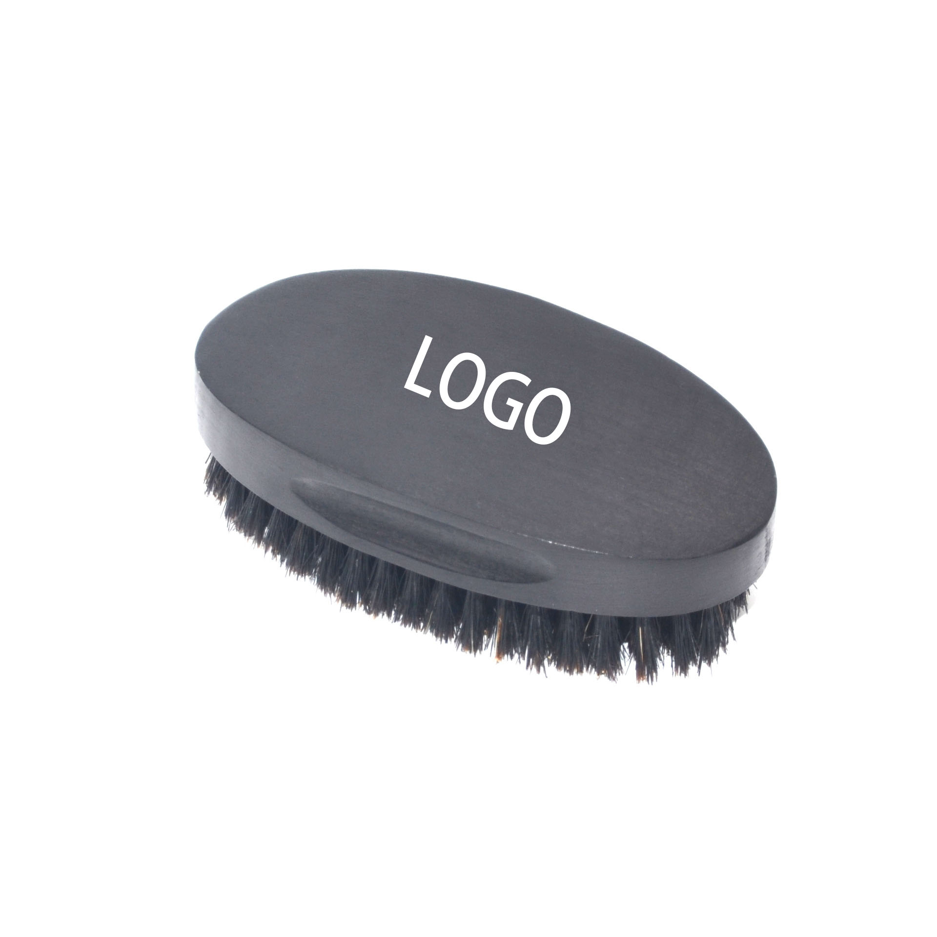Custom label beech wood comb Boar Mane black portable brush Massage beard brush for men
