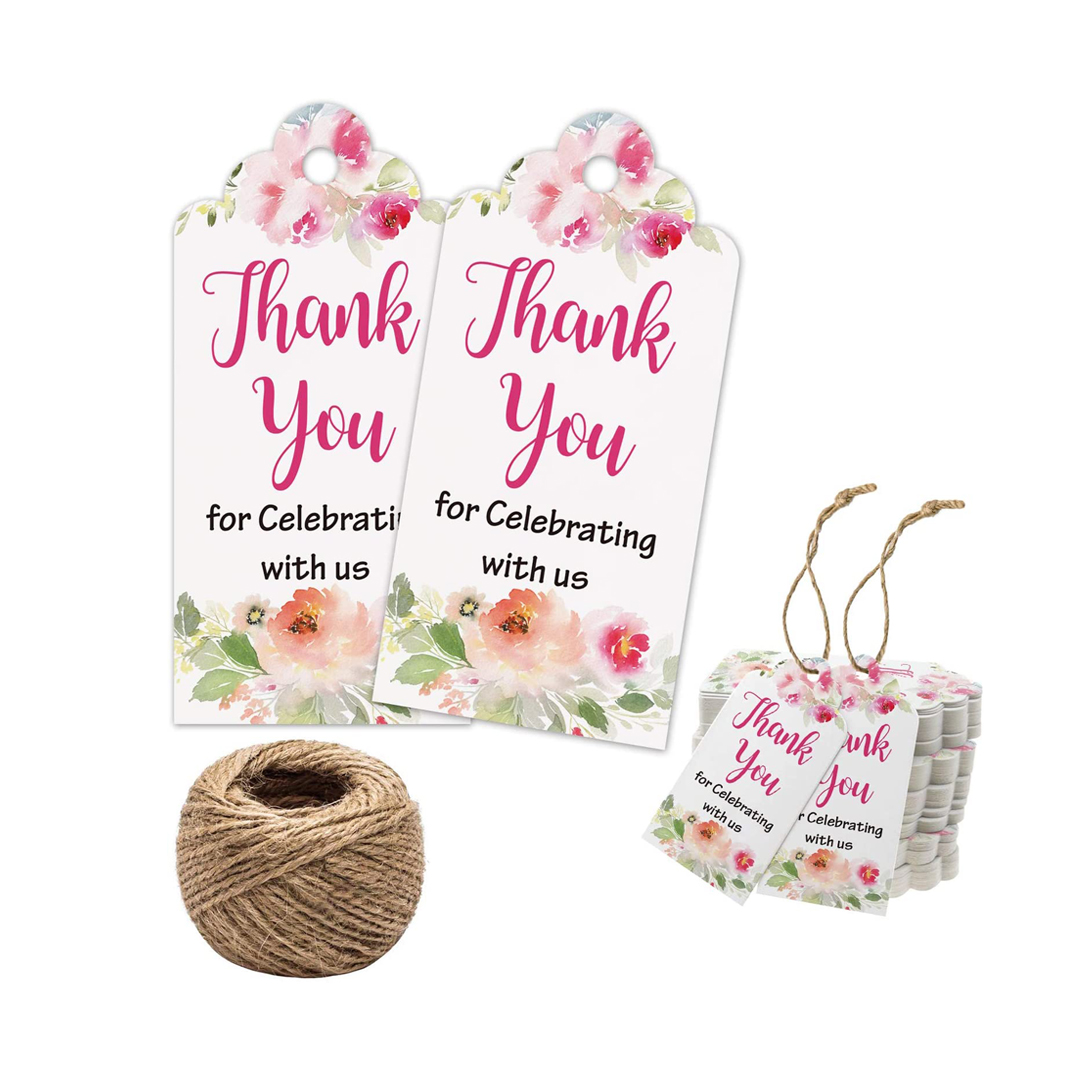 100Pcs Floral Thank You Tags for Celebrating with Us