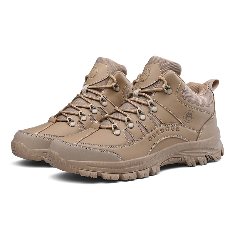 Men Leather Hiking Shoes Wear-resistant Outdoor Sport Shoes Lace-Up Climbing Trekking Hunting Sneakers