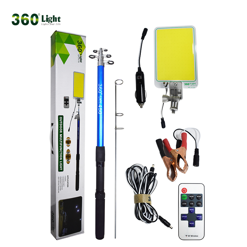 360 Light Super Bright COB Board Outdoor Fishing Rod Light Telescopic Camping light
