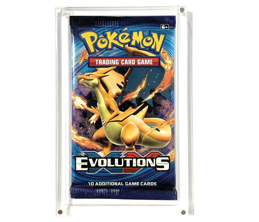 Premium Acrylic Display Case with Upgraded Magnetic Lid Designed for Poke Mon Booster Pack Display Closure Case