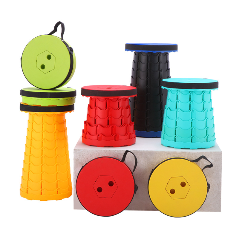Outdoor Travel Camping Fishing Plastic Retractable Folding Stool Portable Collapsible Telescopic Stool