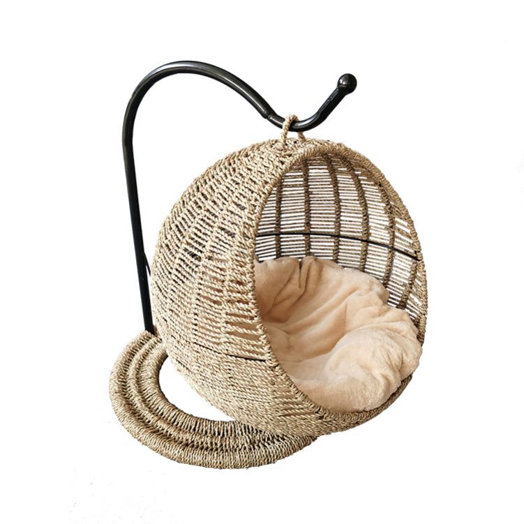 New Design Handmade Pet Kitty Sisal Rope Bed Cat Hammocks With Plush Removeable Cushion