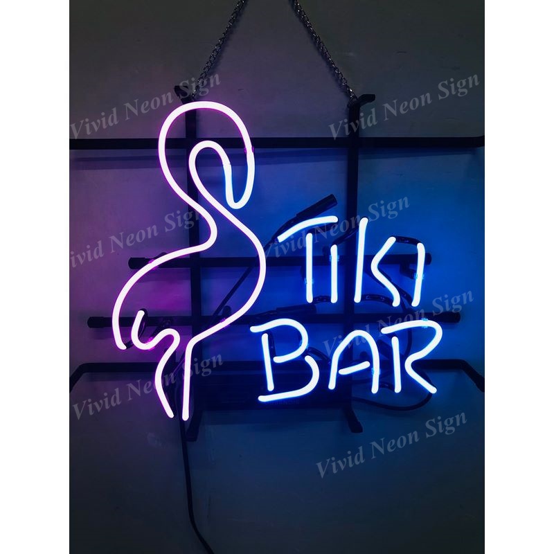 Высокое качество на заказ СТЕКЛО Неоновый Логотип Тонкая ручная работа Tiki бар Фламинго знак неоновые знаки для баров и пабов
