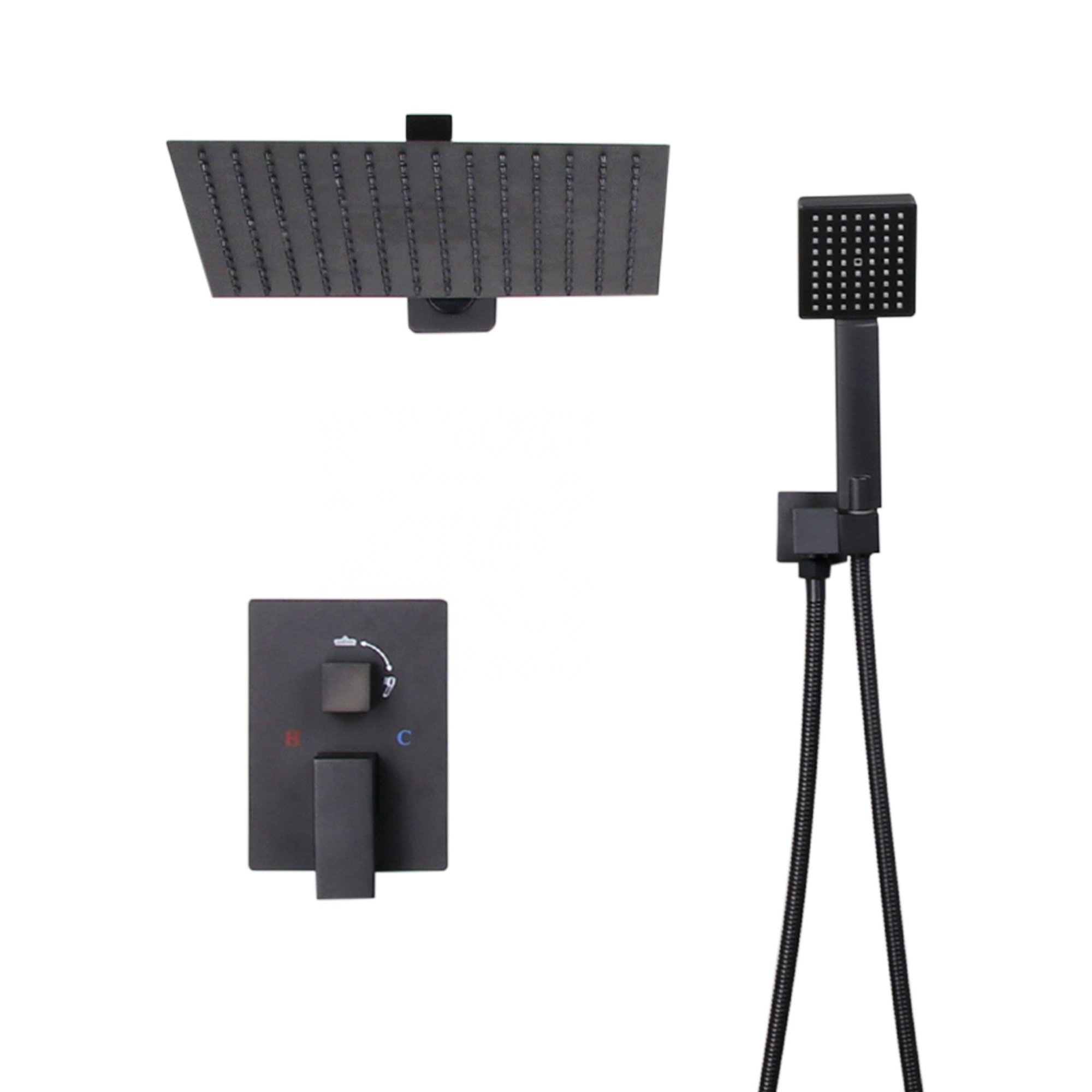 2021 High Quality Black Color Concealed Hot Cold Water Mixer Wall Mounted Bathroom Shower Set