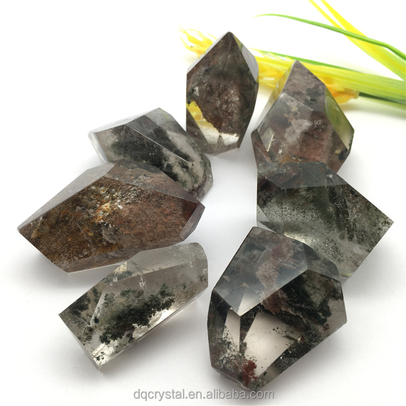 Free Form Green Phantom Quartz Crystal Polished Stones colourful Ghost Quartz Garden quartz free form For sale