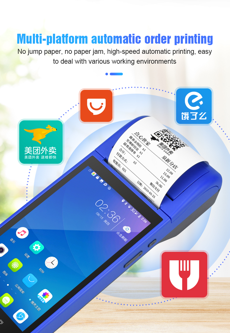 Factory Price ZJ6000 Android Handheld Pos Thermal Receipt Printer for Restaurant Food Ordering