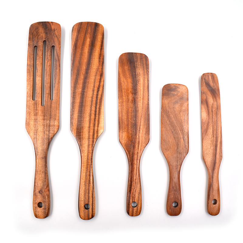 accessories cookware wood utensil kitchen teak wooden spurtles set