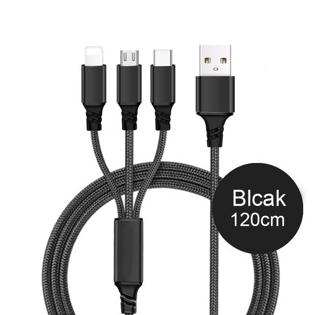 2 штуки в упаковке Лидер продаж 3 в 1 Тип C 8pin кабель Micro-USB