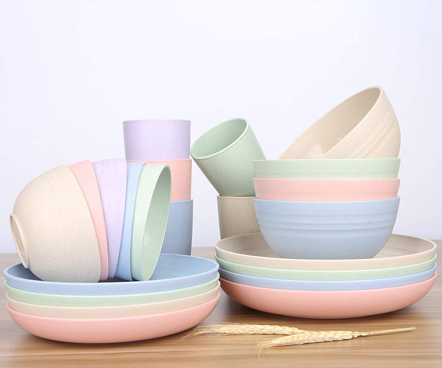 Hot Selling Products 7.8 Inches Dishwasher   Microwave Safe Unbreakable Wheat Straw Plates Reusable Plate Set
