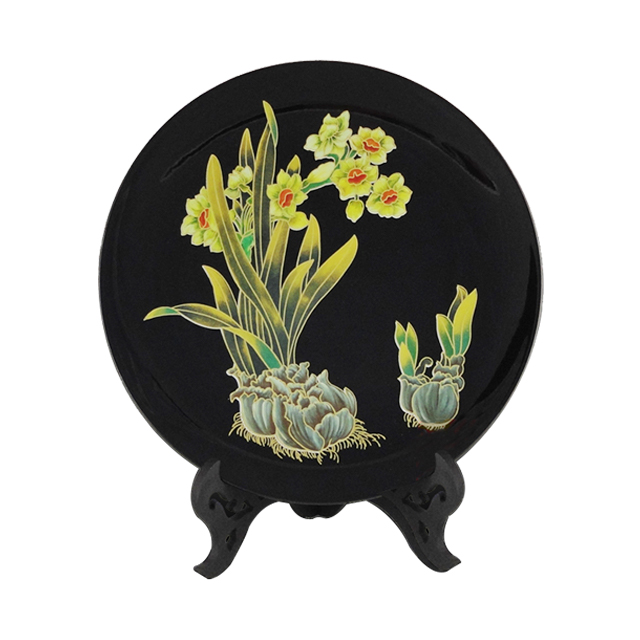 High End Luxury Black Porcelain Plate China TableWare Gold Line Flower Ceramic Dinner Plates Round Plates Ceramic Tableware