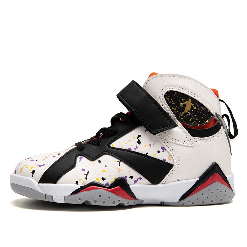Kid School Running Shoes Custom Fashion Brand Genuine Leather Retro Basketball Sports Shoes For Children