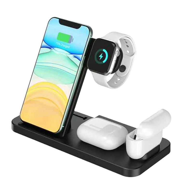 Беспроводное зарядное устройство Qi для iPhone 11 Pro XS Max XR 4 в 1, док-станция для быстрой зарядки для Apple Watch 2 3 4 5 для AirPods Pro