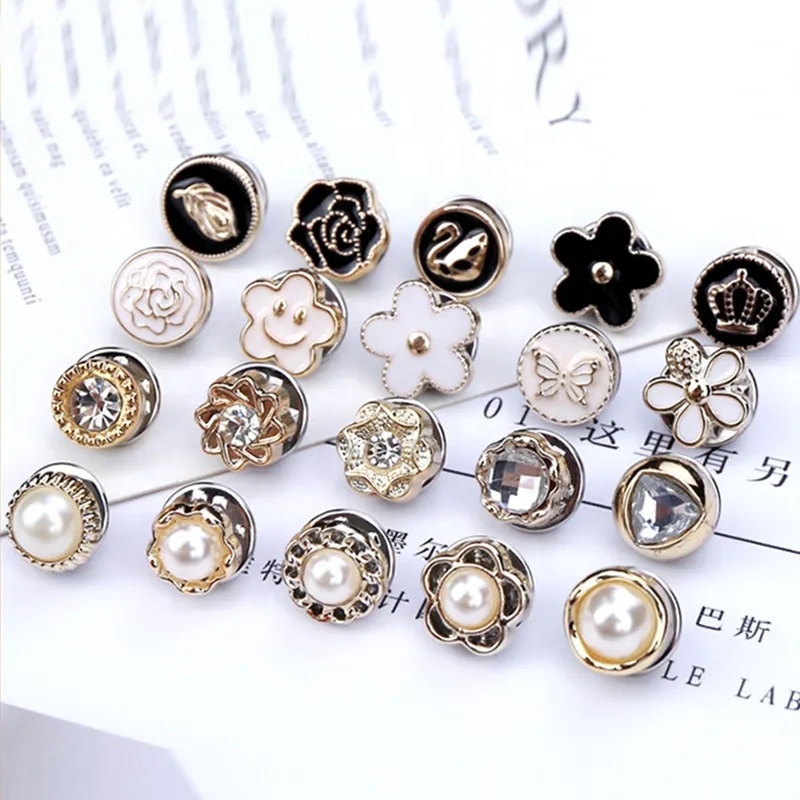 New Designs Assorted Instant Buttons No Sew Mini Enamel Pins Safety Jean Buttons Pins Cover Brooches For Women Shirt