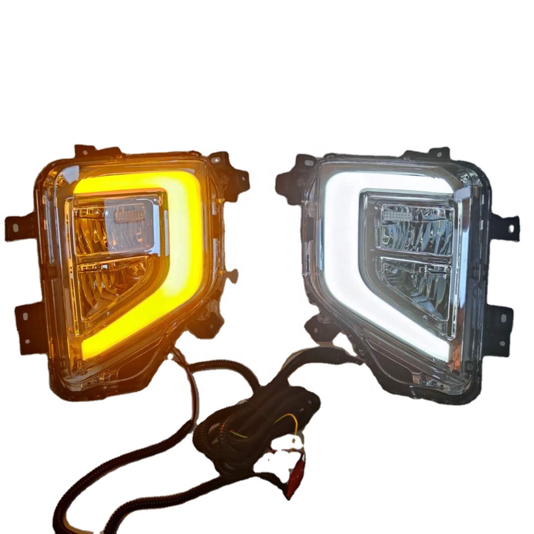 Светодиодные дневные ходовые огни Dallon Mitsubishi Triton L200 2019 2020, противотуманные фары с желтым указателем поворота, автомобильные аксессуары