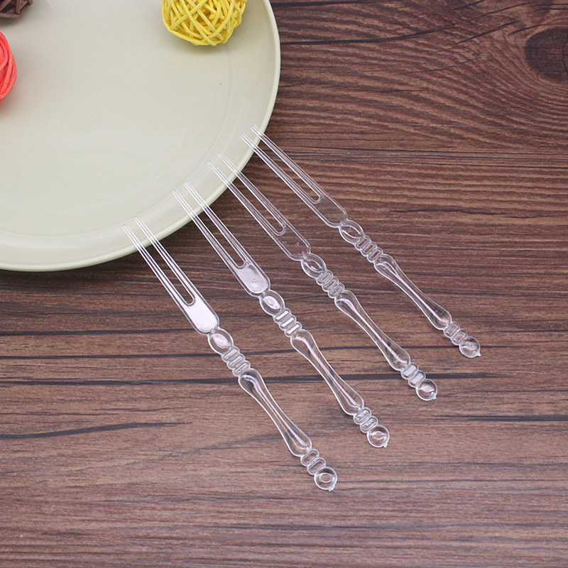 100 pcs wholesale in bulk cheap transparent clear dessert cake fruit fork plastic pp disposable fork