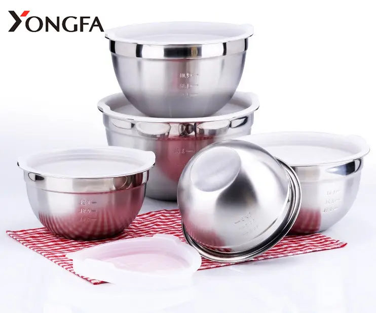 Eco-friendly Best Selling 18cm Mixing Bowl Set Stainless Steel salad Bowl Set For Kitchenware Salad Bowl With Lid