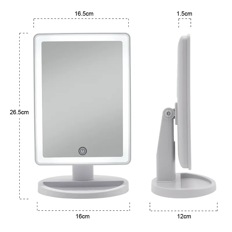 Touch sensor single side plastic cosmetic led make up table mirror