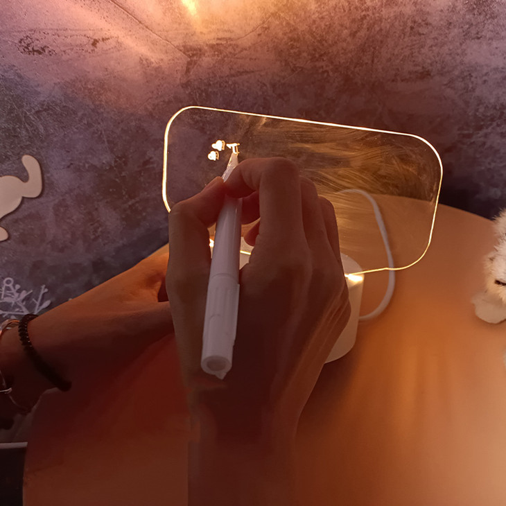 Оптовая продажа, эффект «сделай сам», акриловое 3d украшение, светодиодная иллюзионная лампа с ручкой, креативная доска для сообщений, ночник