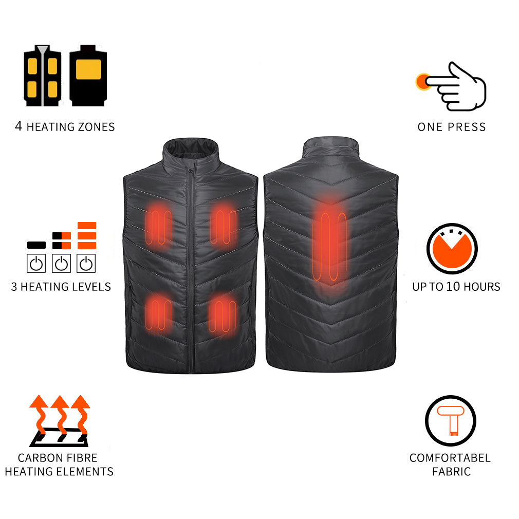 5 Volt USB Powered Heated Vest Size Adjustable One Size for All Fever Vest in Cold Winter 100% Polyester Material