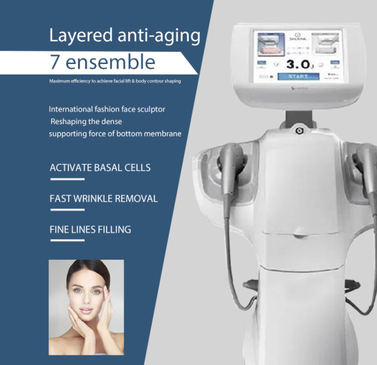 7d hifu machine body slimming skin tightening 2 handle 7 cartridges 20000 shots hifu 7d machine