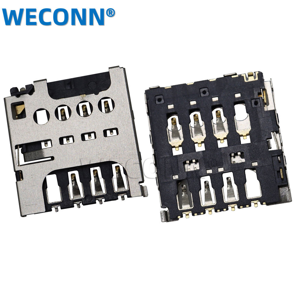 Professional Manufacturer 1.4H PUSH PULL type 6Pin MICRO SIM card connector card socket connector external welding for SMT