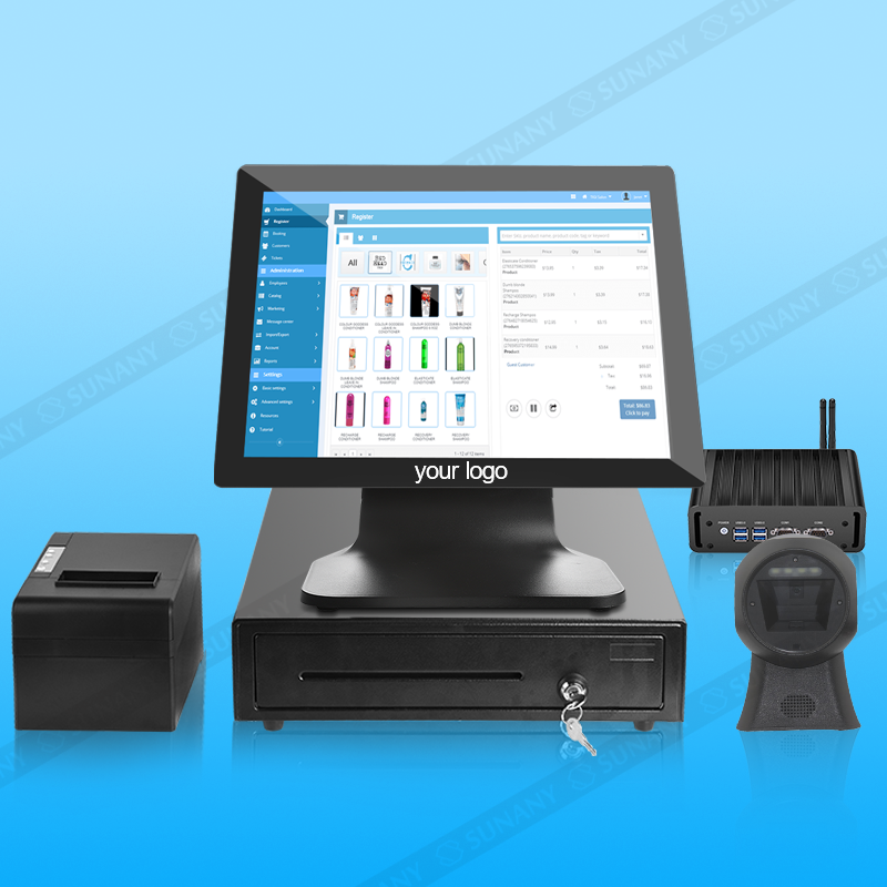 Двойные периферийные интерфейсы pos 15 ''сенсорный экран все в одном POS система несколько размеров доступны