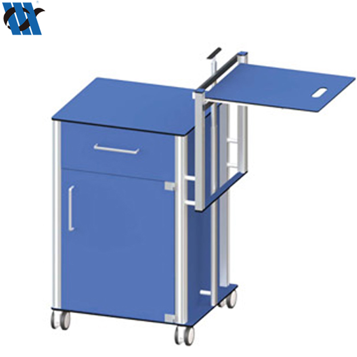 BDCB01 Portable Steel ABS Plastic Medical Storage Furniture Cabinet With Over Bed Table Hospital Bedside Cabinet